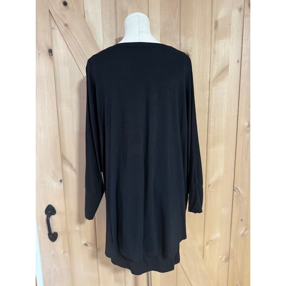 Soft Surroundings | Black Knit V Neck Overlay Top | Size Large - Picture 3 of 13